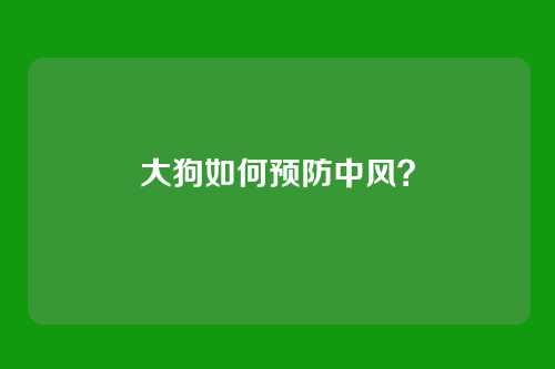 大狗如何预防中风？