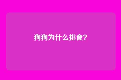 狗狗为什么挑食？