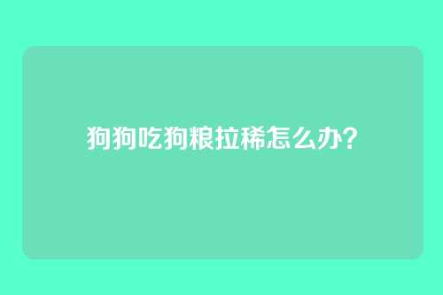 狗狗吃狗粮拉稀怎么办？