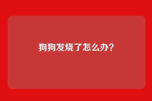 狗狗发烧了怎么办？