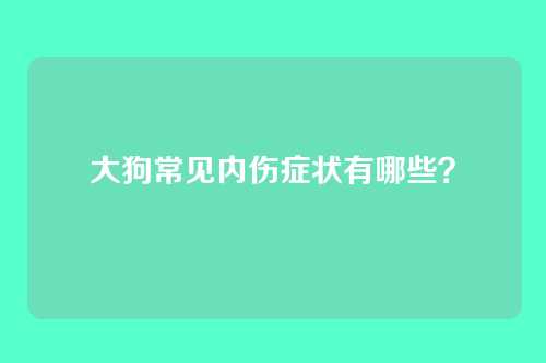大狗常见内伤症状有哪些？