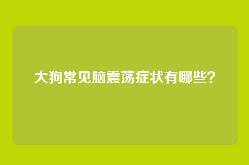 大狗常见脑震荡症状有哪些？