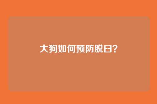 大狗如何预防脱臼？