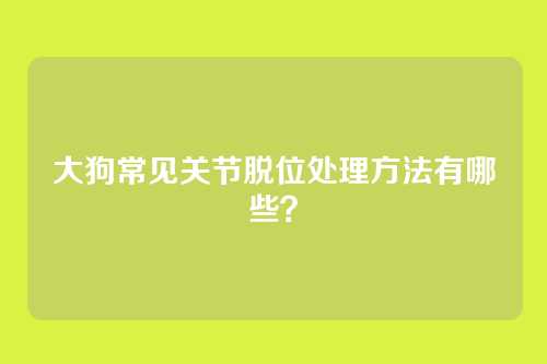 大狗常见关节脱位处理方法有哪些？