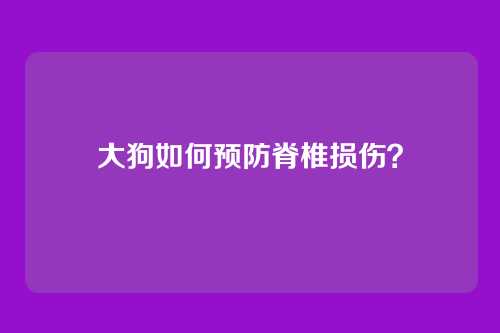 大狗如何预防脊椎损伤？