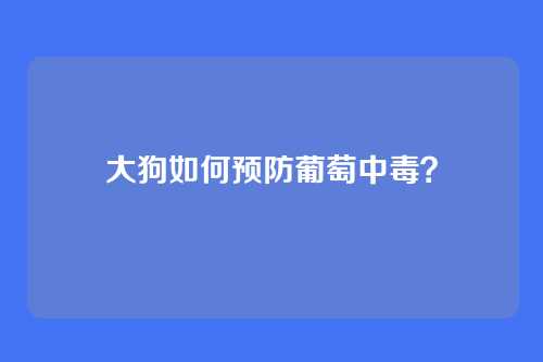 大狗如何预防葡萄中毒？