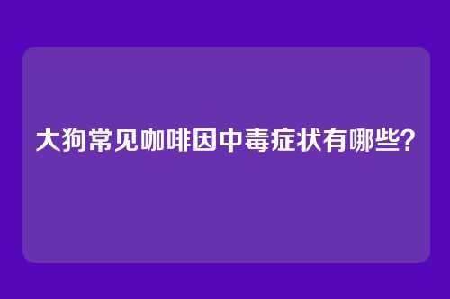 大狗常见咖啡因中毒症状有哪些？