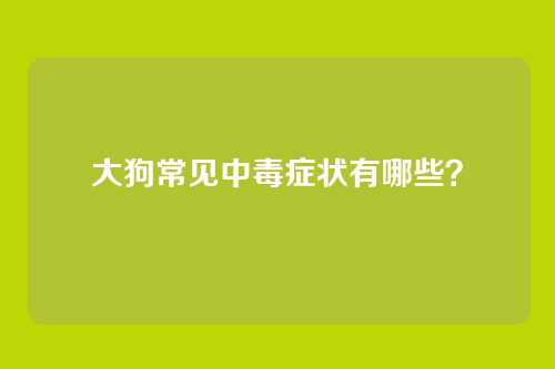 大狗常见中毒症状有哪些?