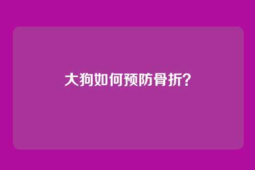 大狗如何预防骨折?