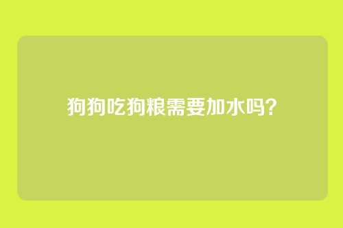狗狗吃狗粮需要加水吗?