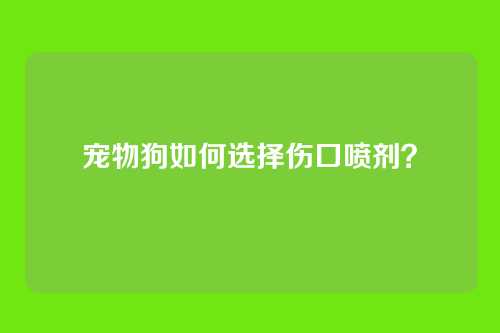 宠物狗如何选择伤口喷剂？