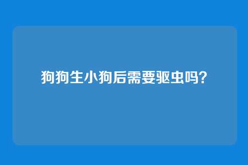 狗狗生小狗后需要驱虫吗?