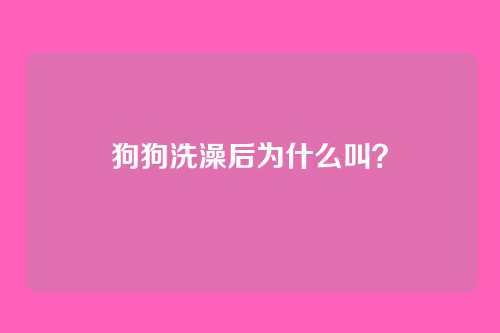 狗狗洗澡后为什么叫？