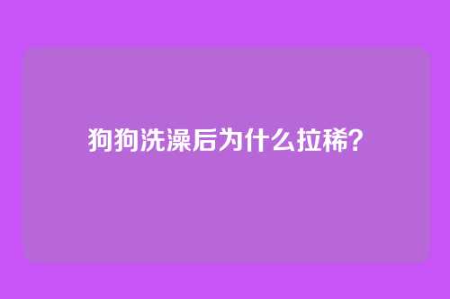 狗狗洗澡后为什么拉稀？