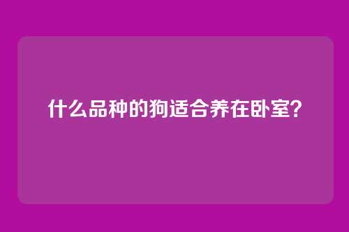 什么品种的狗适合养在卧室？