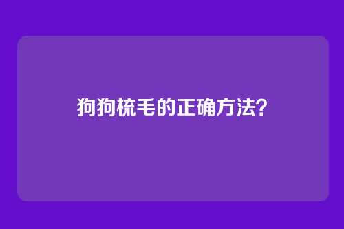 狗狗梳毛的正确方法?