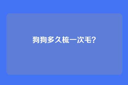 狗狗多久梳一次毛?