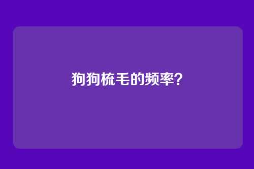 狗狗梳毛的频率?