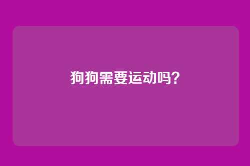 狗狗需要运动吗?
