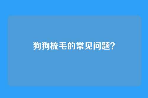 狗狗梳毛的常见问题?