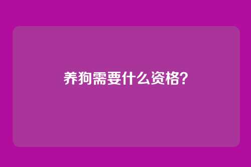 养狗需要什么资格？