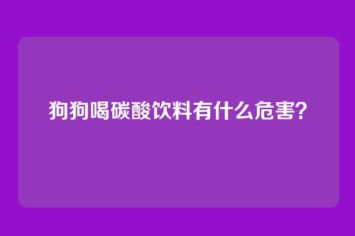 狗狗喝碳酸饮料有什么危害？