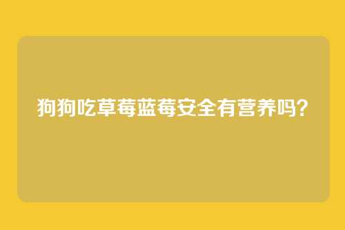 狗狗吃草莓蓝莓安全有营养吗？