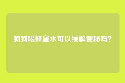 狗狗喝蜂蜜水可以缓解便秘吗?