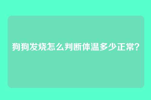 狗狗发烧怎么判断体温多少正常？