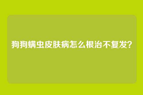 狗狗螨虫皮肤病怎么根治不复发？