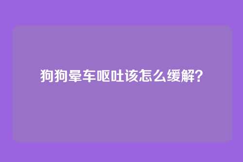 狗狗晕车呕吐该怎么缓解？
