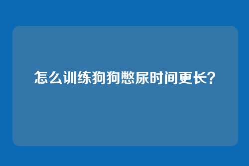 怎么训练狗狗憋尿时间更长?
