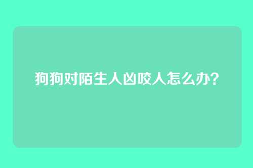 狗狗对陌生人凶咬人怎么办？