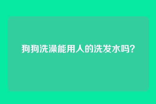 狗狗洗澡能用人的洗发水吗？