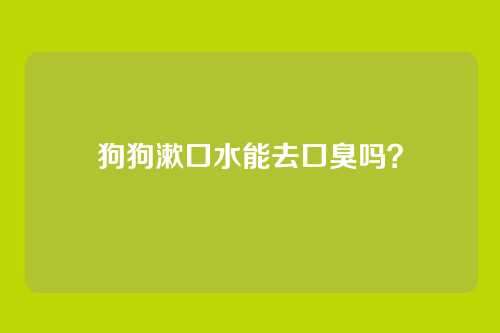 狗狗漱口水能去口臭吗？
