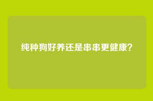 纯种狗好养还是串串更健康?