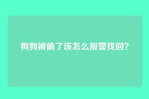 狗狗被偷了该怎么报警找回?