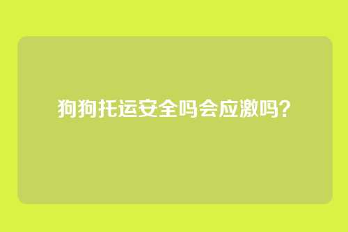 狗狗托运安全吗会应激吗?