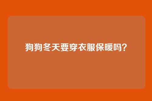 狗狗冬天要穿衣服保暖吗?