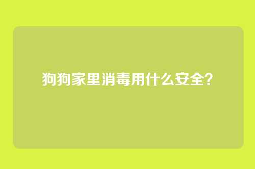 狗狗家里消毒用什么安全？