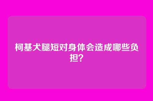 柯基犬腿短对身体会造成哪些负担?