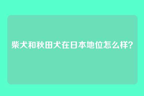 柴犬和秋田犬在日本地位怎么样？
