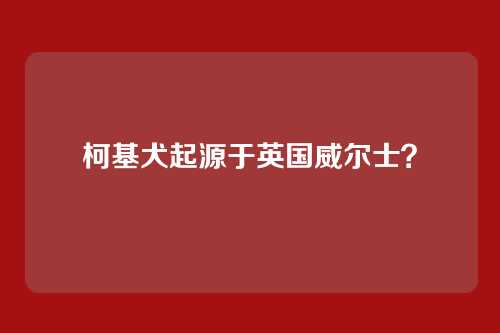 柯基犬起源于英国威尔士？