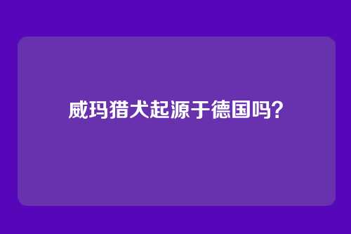 威玛猎犬起源于德国吗？
