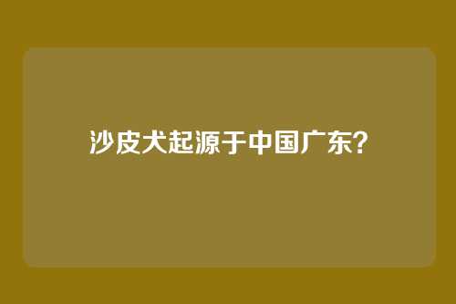 沙皮犬起源于中国广东？