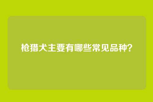 枪猎犬主要有哪些常见品种？
