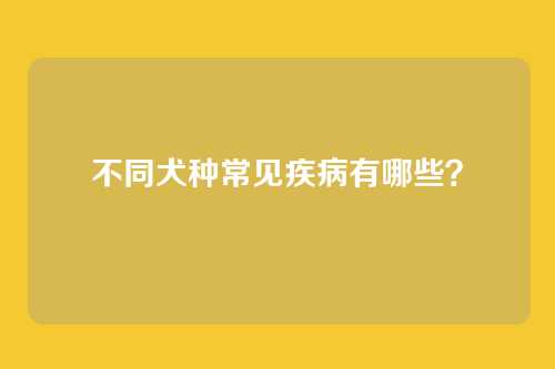 不同犬种常见疾病有哪些？