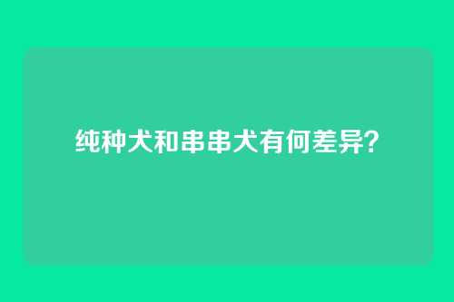 纯种犬和串串犬有何差异？