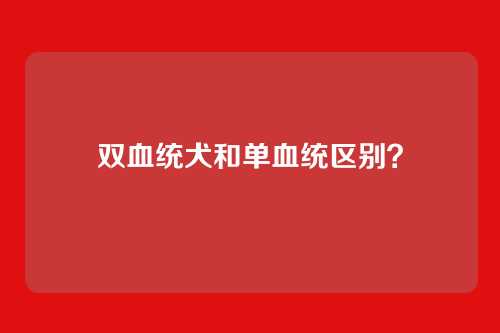 双血统犬和单血统区别？