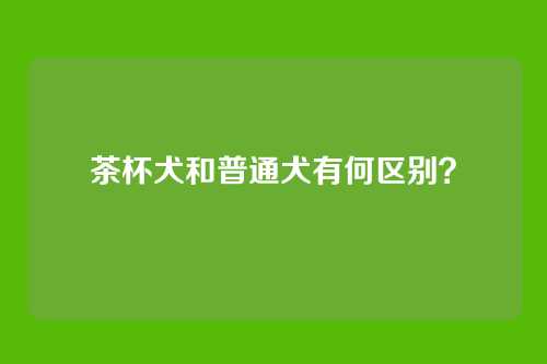 茶杯犬和普通犬有何区别？